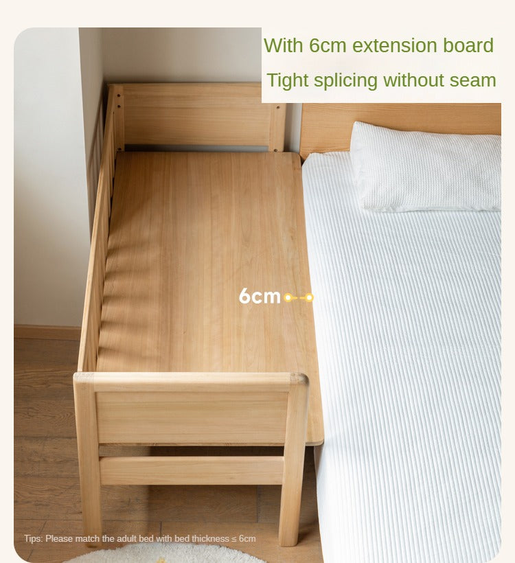 Poplar solid wood children's with guardrail spliced bed.