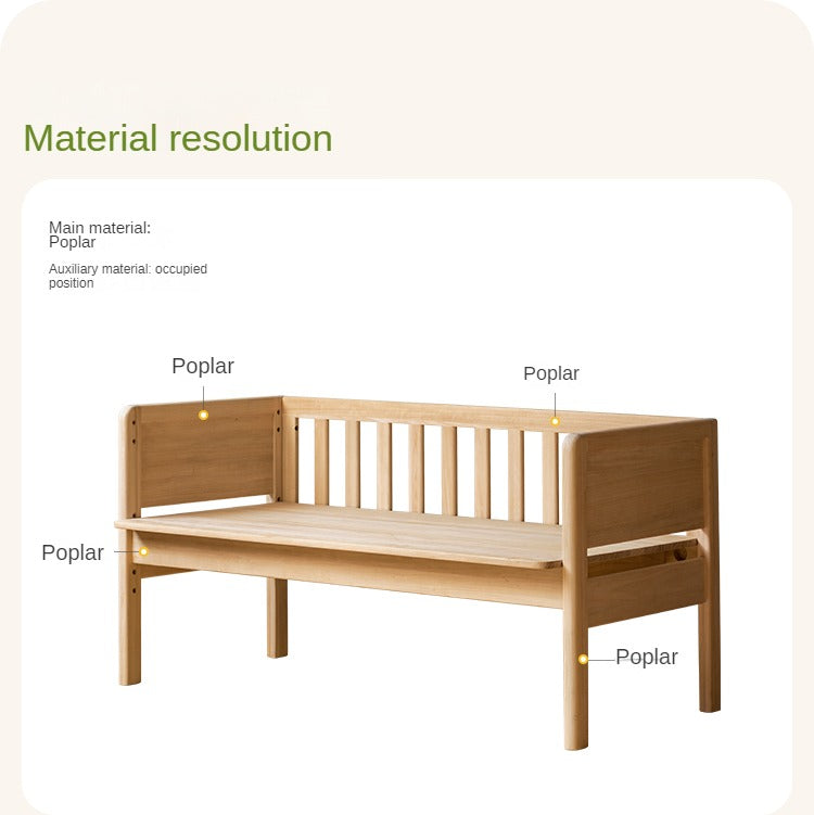 Poplar solid wood children's with guardrail spliced bed.