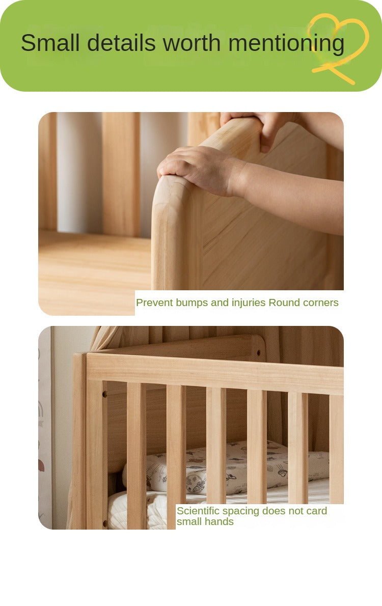 Poplar solid wood children's with guardrail spliced bed.