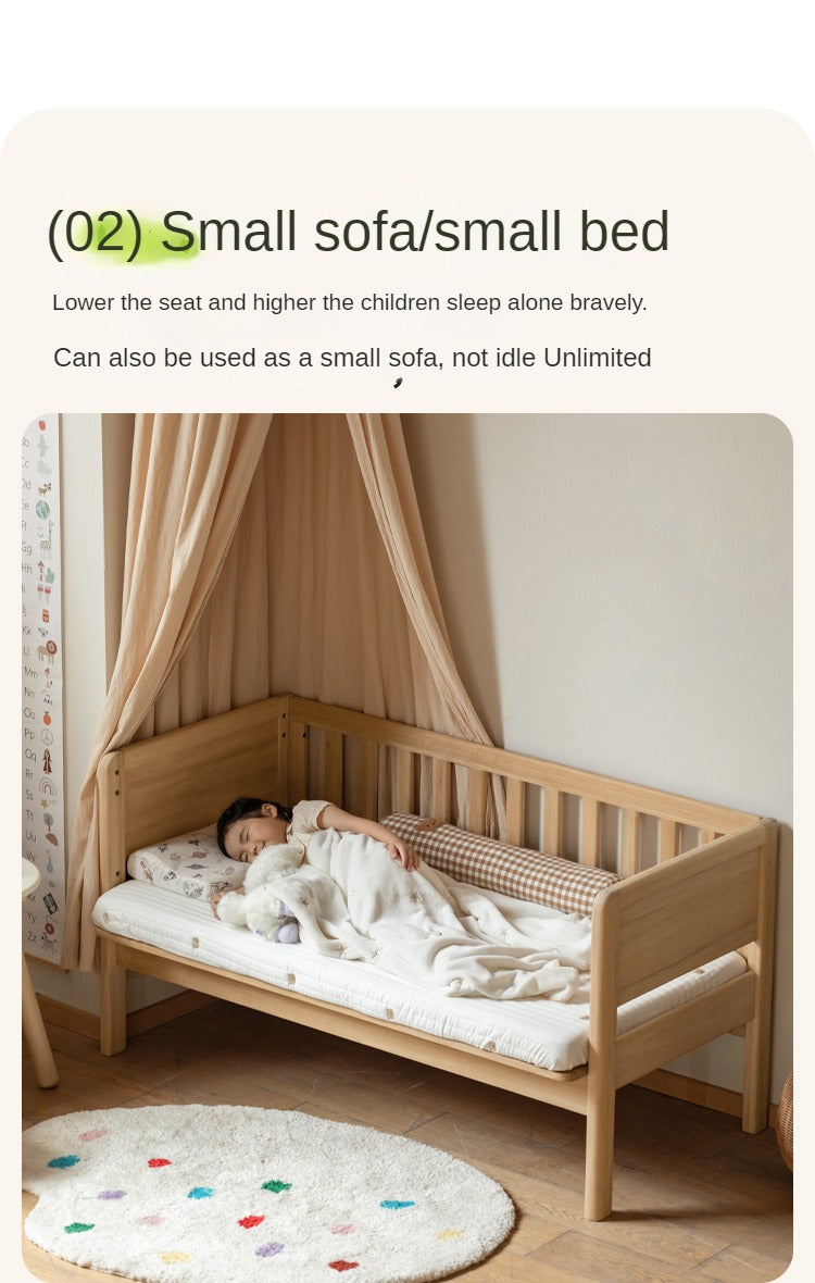 Poplar solid wood children's with guardrail spliced bed.