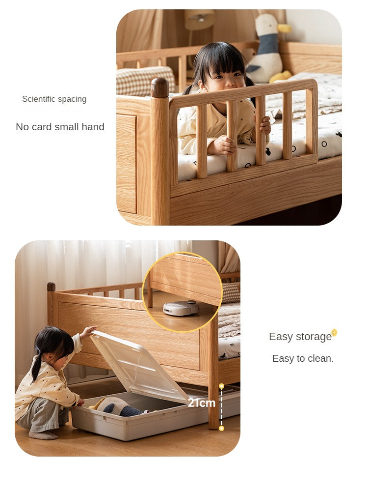 Oak Solid Wood Children's Bed Widened Guardrail<