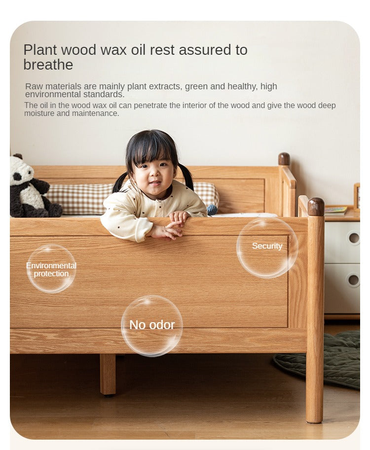 Oak Solid Wood Children's Bed Widened Guardrail<