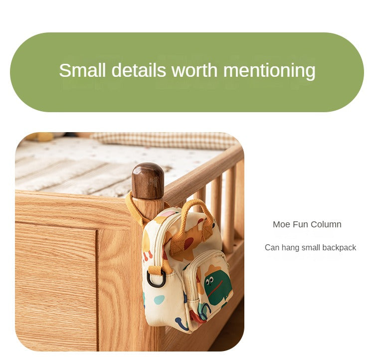 Oak Solid Wood Children's Bed Widened Guardrail<