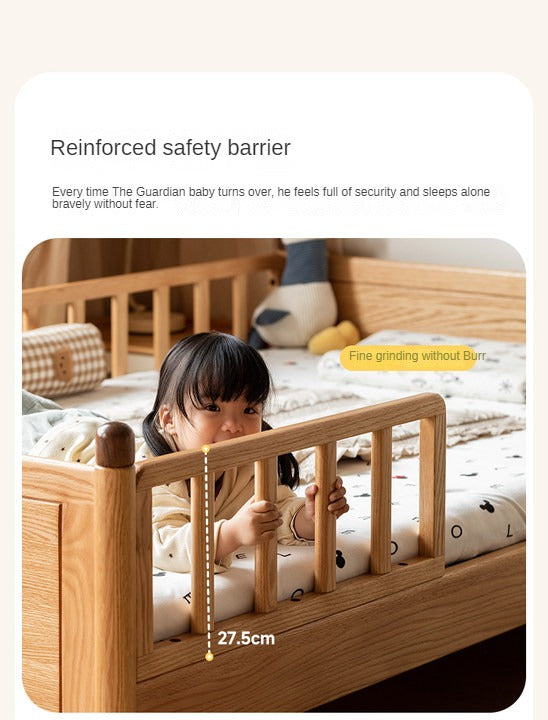 Oak Solid Wood Children's Bed Widened Guardrail<