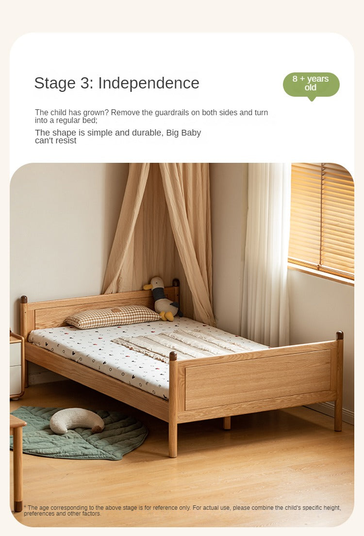 Oak Solid Wood Children's Bed Widened Guardrail<