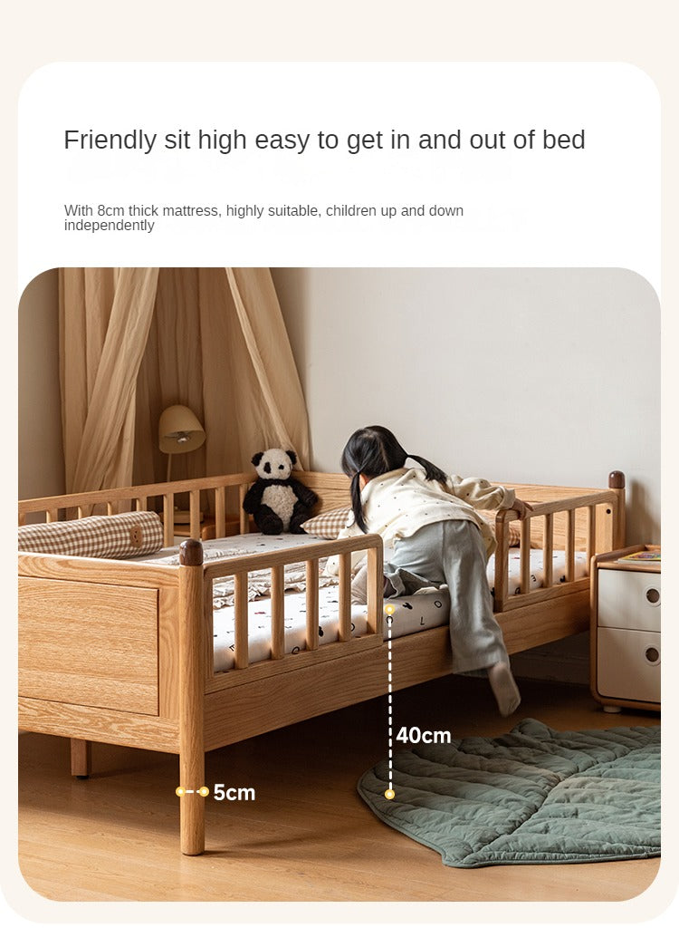 Oak Solid Wood Children's Bed Widened Guardrail<