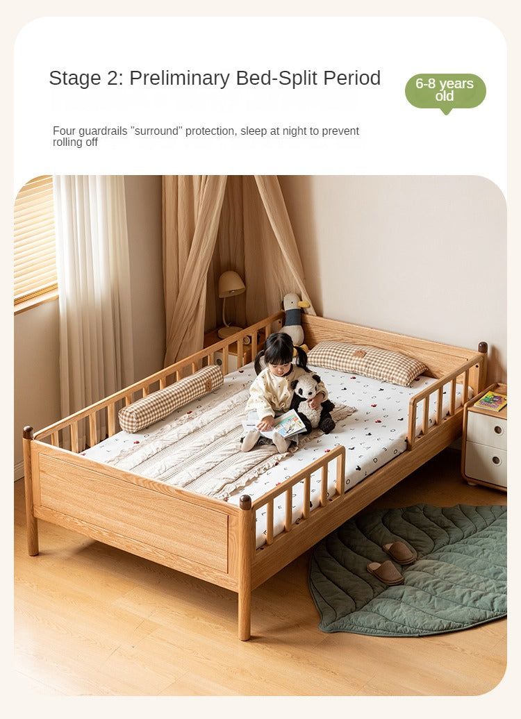 Oak Solid Wood Children's Bed Widened Guardrail<