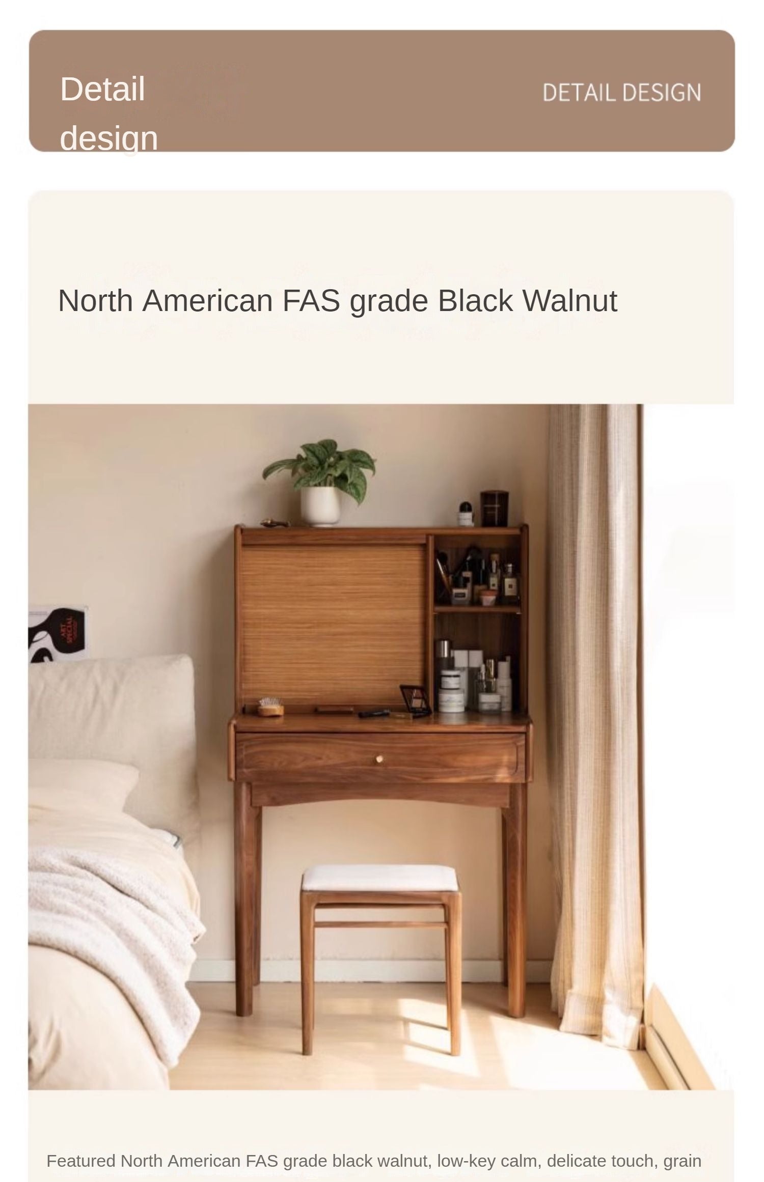 Ash, Oak, Black Walnut solid wood dressing table :