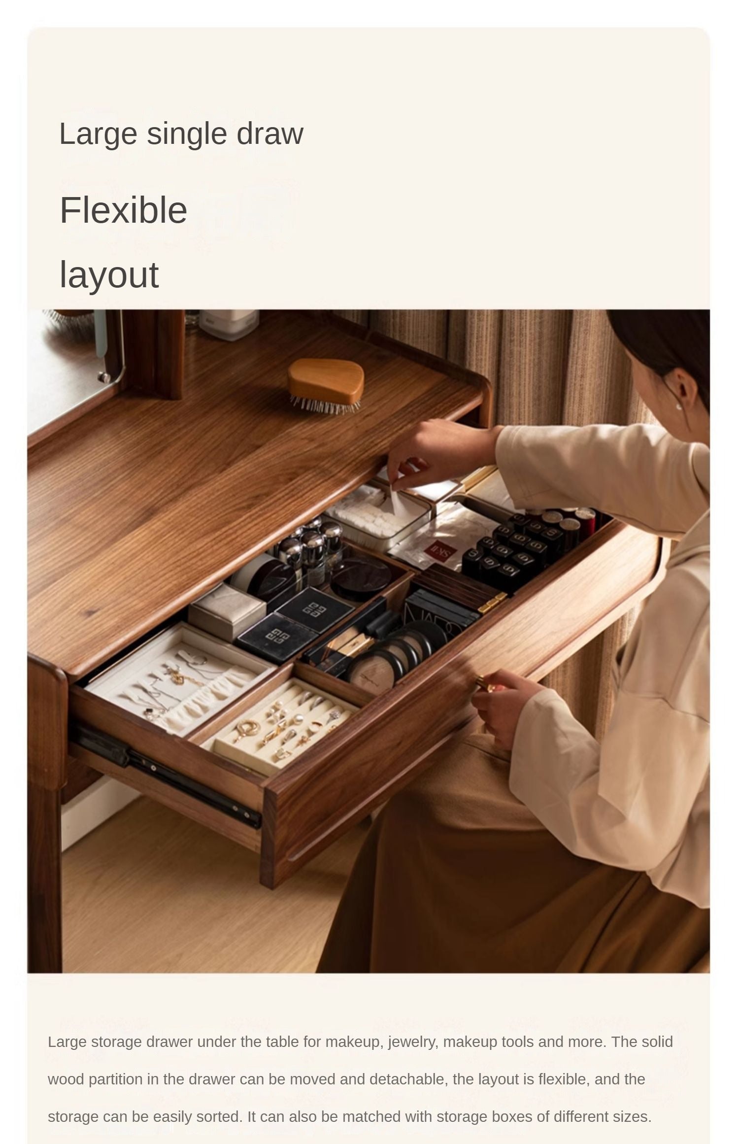 Ash, Oak, Black Walnut solid wood dressing table :