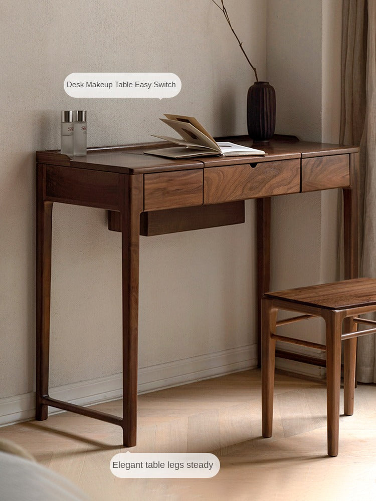 Black walnut, Ash solid wood flip dressing table :