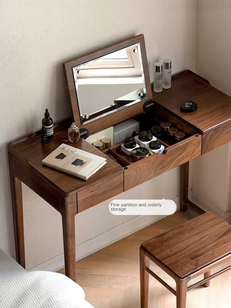 Black walnut, Ash solid wood flip dressing table :