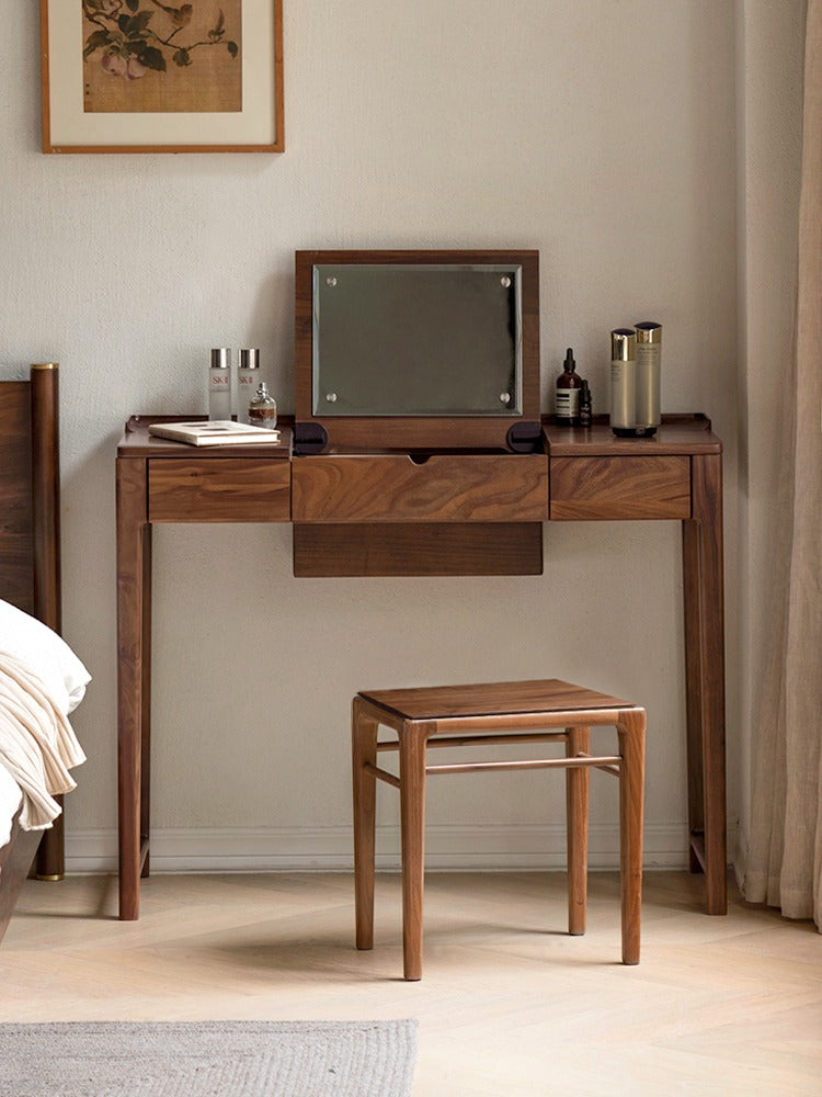 Black walnut, Ash solid wood flip dressing table :