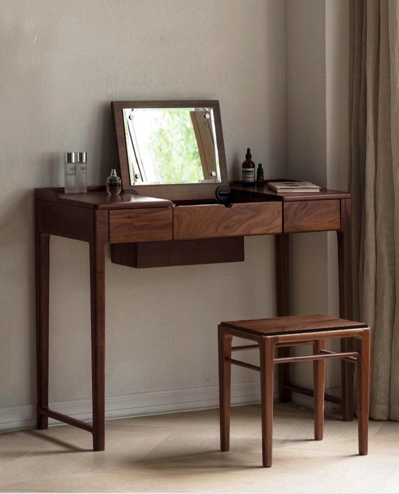 Black walnut, Ash solid wood flip dressing table :