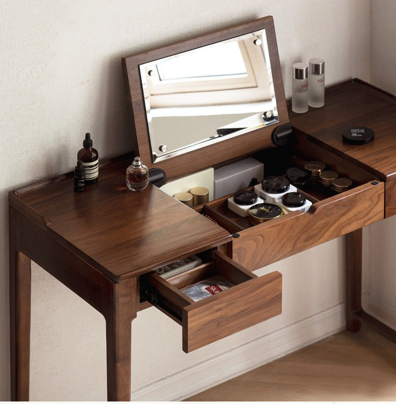 Black walnut, Ash solid wood flip dressing table :