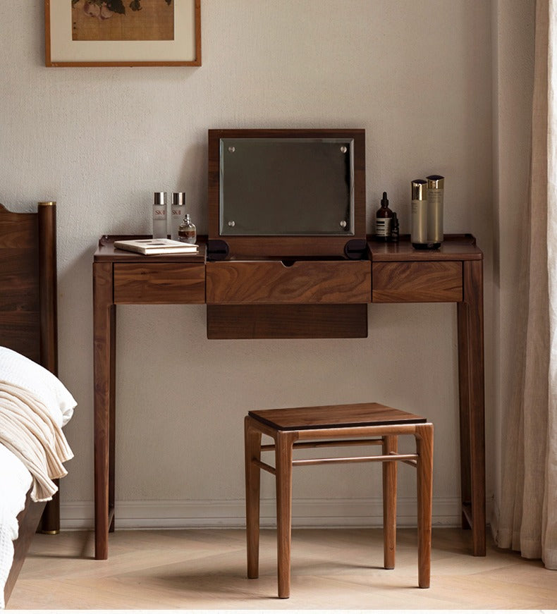 Black walnut, Ash solid wood flip dressing table :