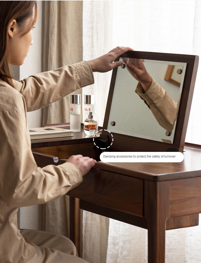 Black walnut, Ash solid wood flip dressing table :