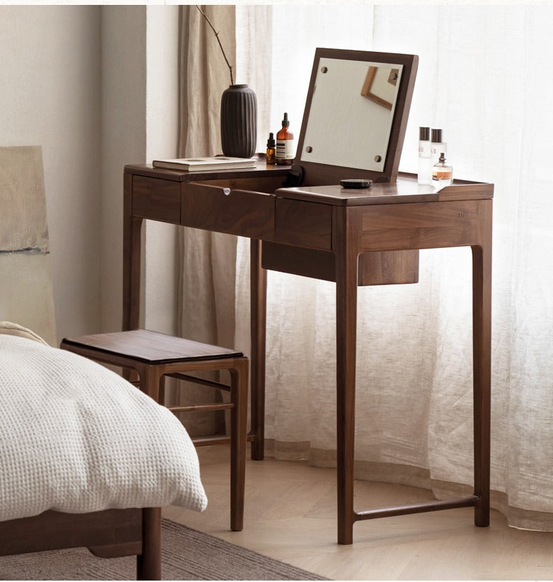 Black walnut, Ash solid wood flip dressing table :