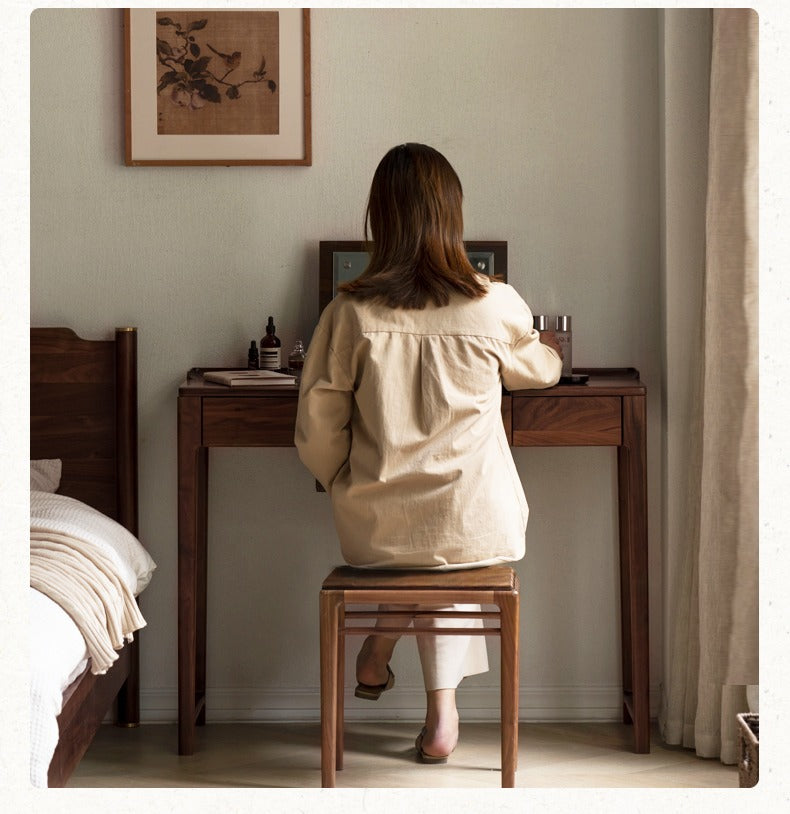 Black walnut, Ash solid wood flip dressing table :