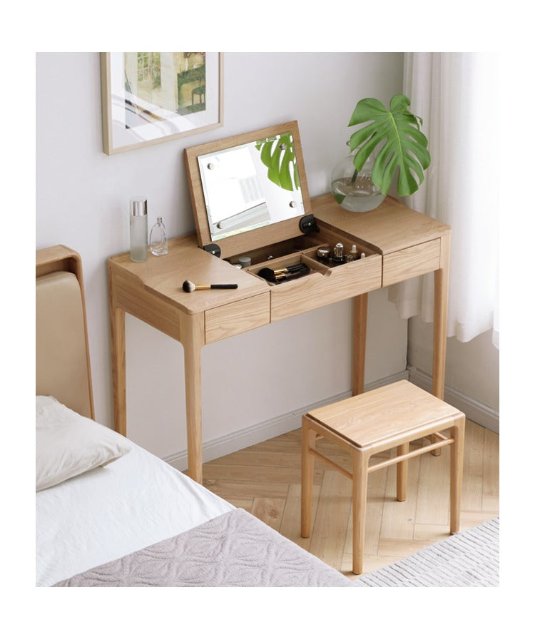 Ash solid wood small flip dressing table: