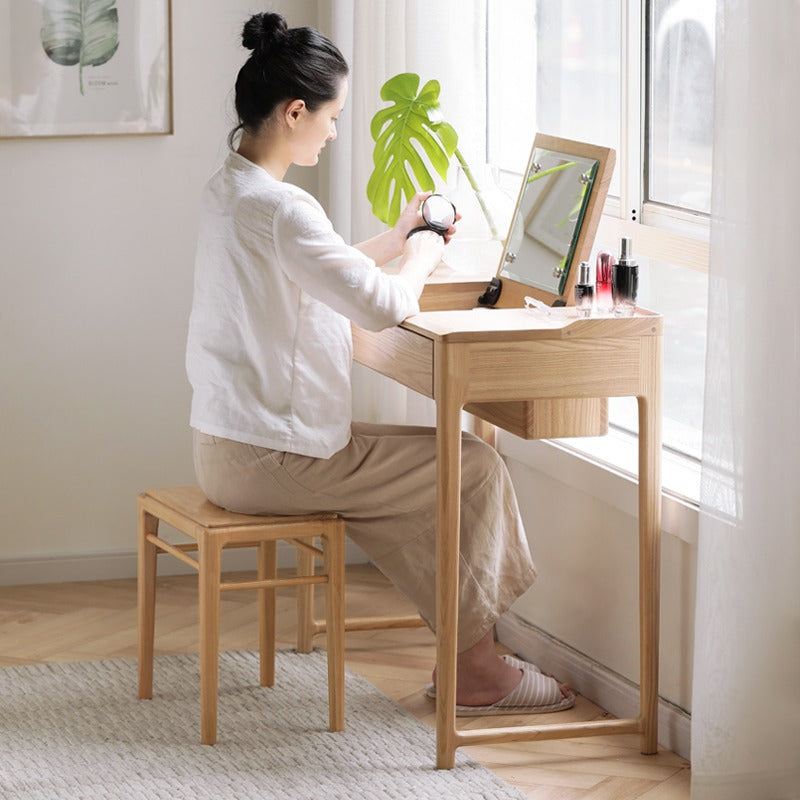 Ash solid wood small flip dressing table: