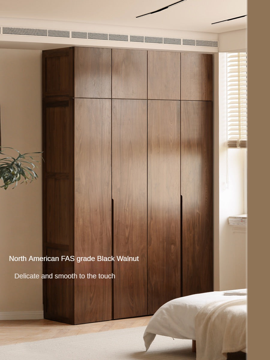 Black Walnut Solid Wood Wardrobe Double Door::