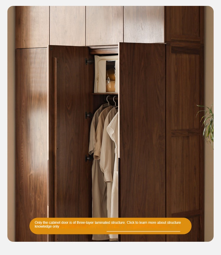 Black Walnut Solid Wood Wardrobe Double Door::