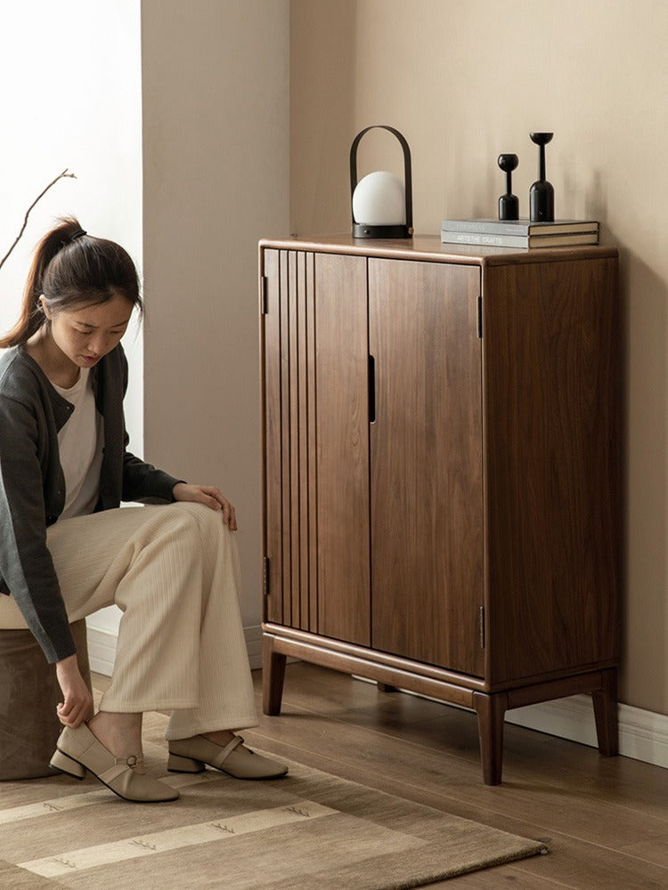 Ash, Black Walnut Solid Wood Large-Capacity Shoe Cabinet