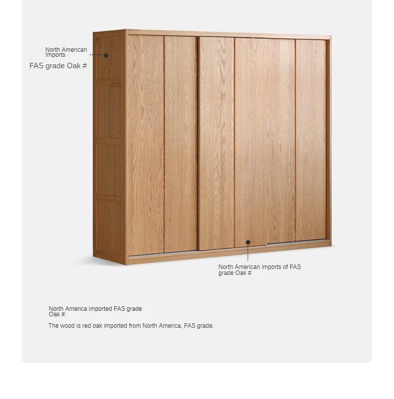 Oak Solid Wood Wardrobe Sliding Door Master Bedroom