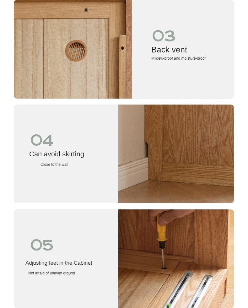 Oak Solid Wood Wardrobe Sliding Door Master Bedroom