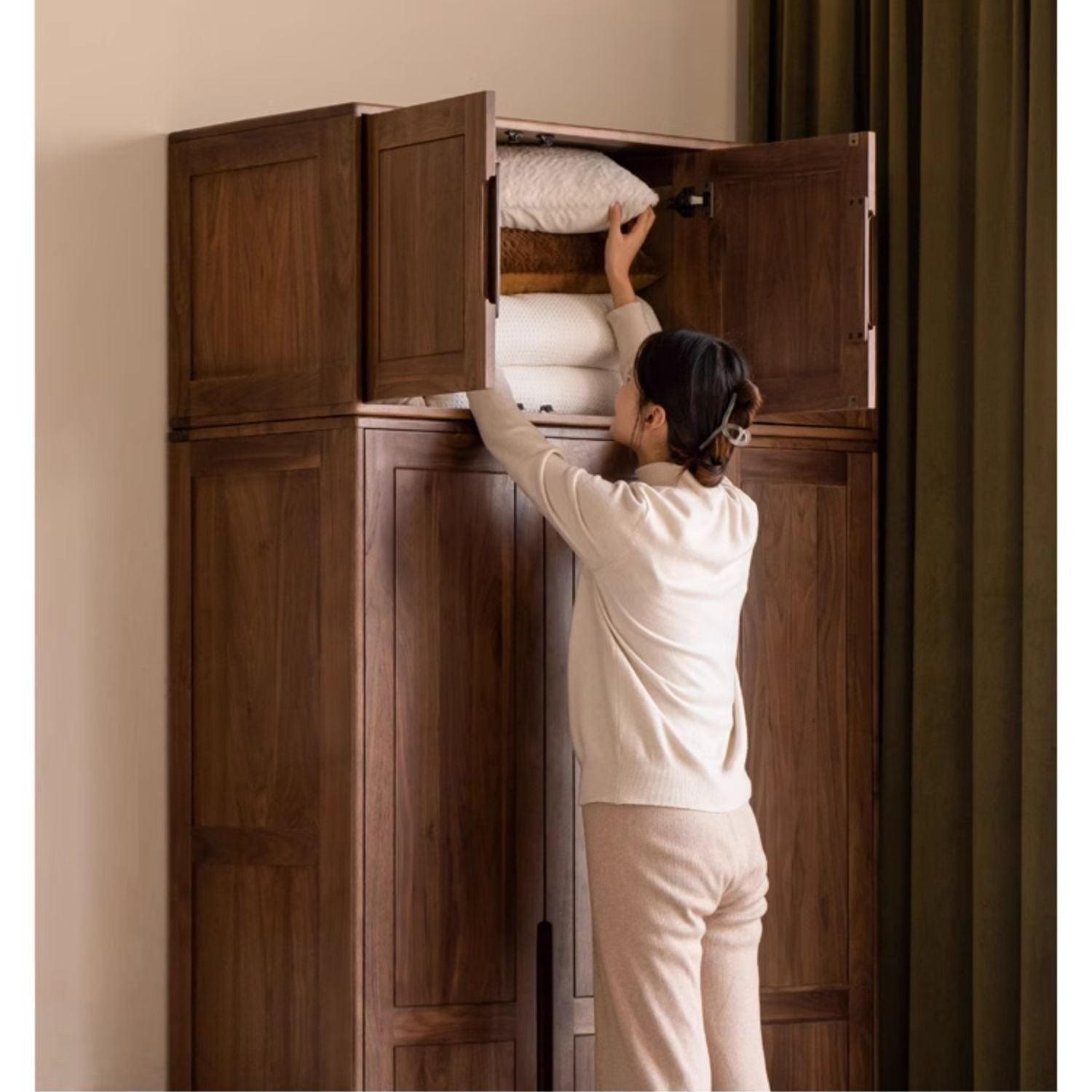 Black Walnut Solid Wood Wardrobe: