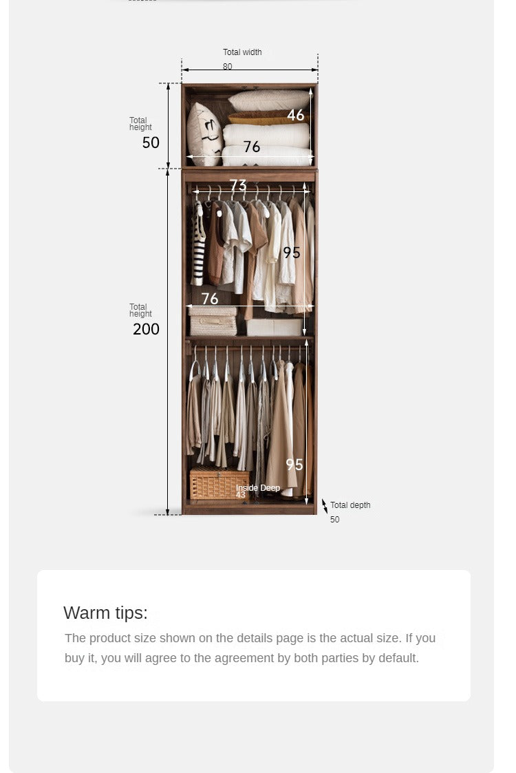 Black Walnut Solid Wood Wardrobe: