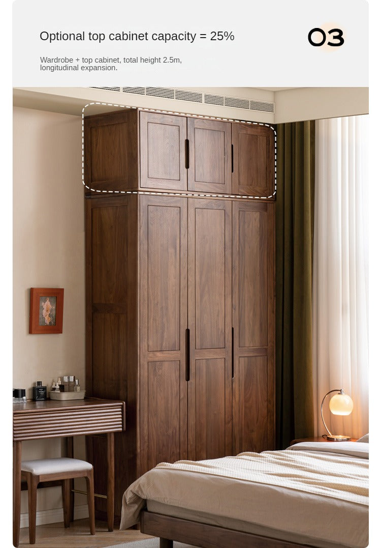 Black Walnut Solid Wood Wardrobe: