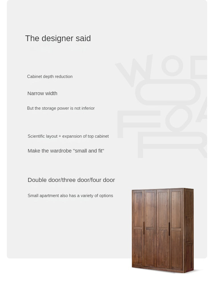 Black Walnut Solid Wood Wardrobe: