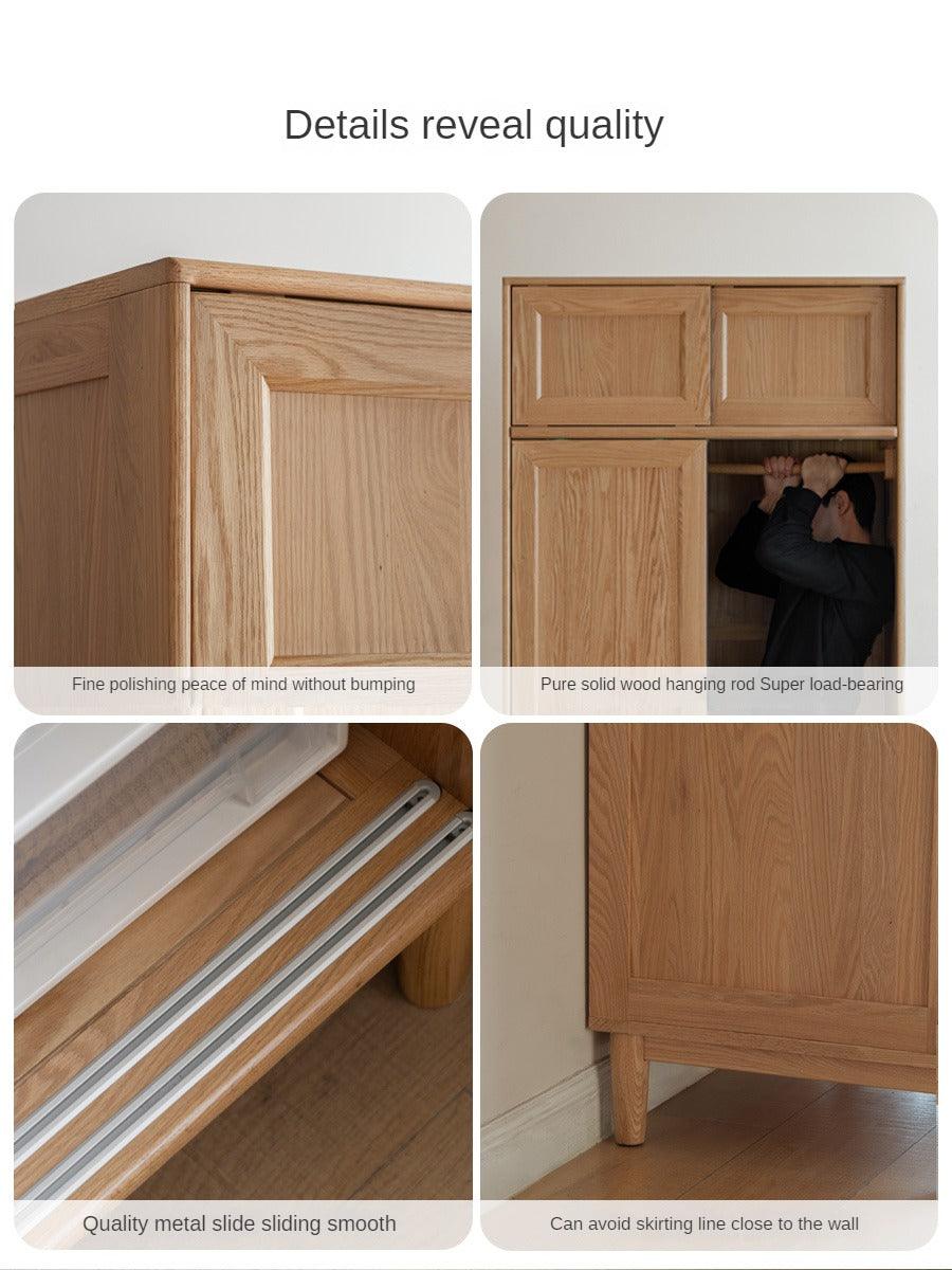 Oak Solid Wood Sliding Door Wardrobe