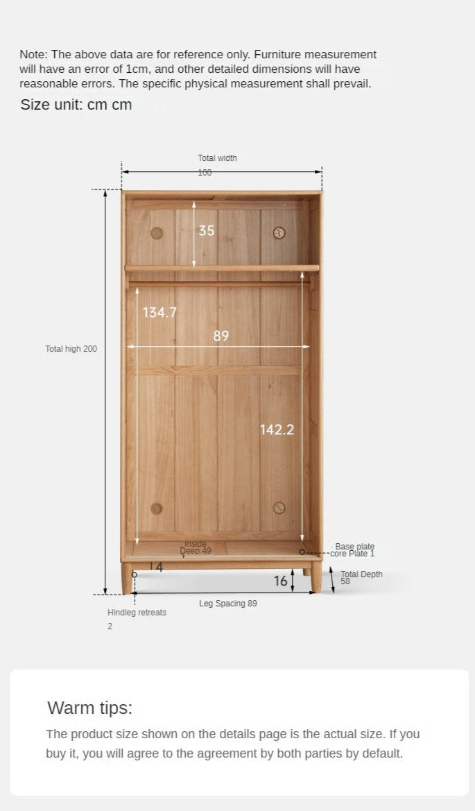 Oak Solid Wood Sliding Door Wardrobe