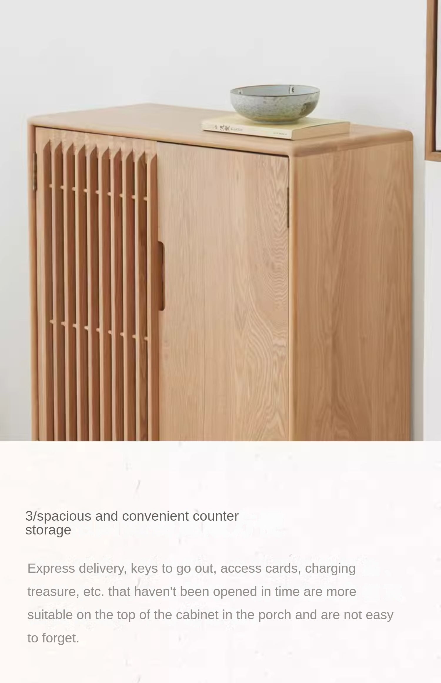 Ash Solid Wood Full Entrance Storage Shoe Cabinet