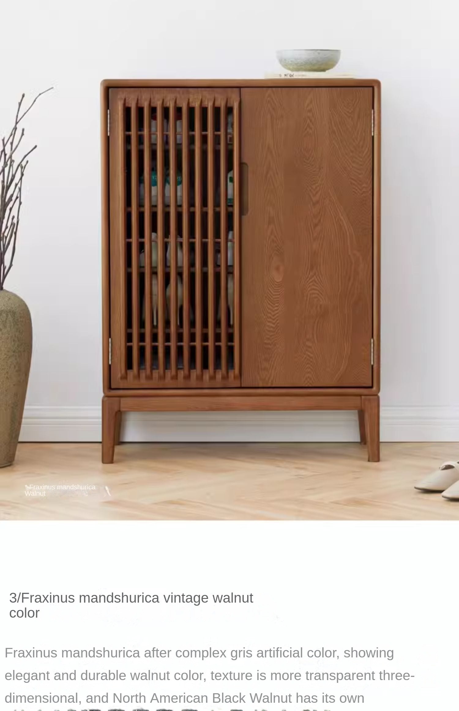 Ash solid wood full entrance storage shoe cabinet