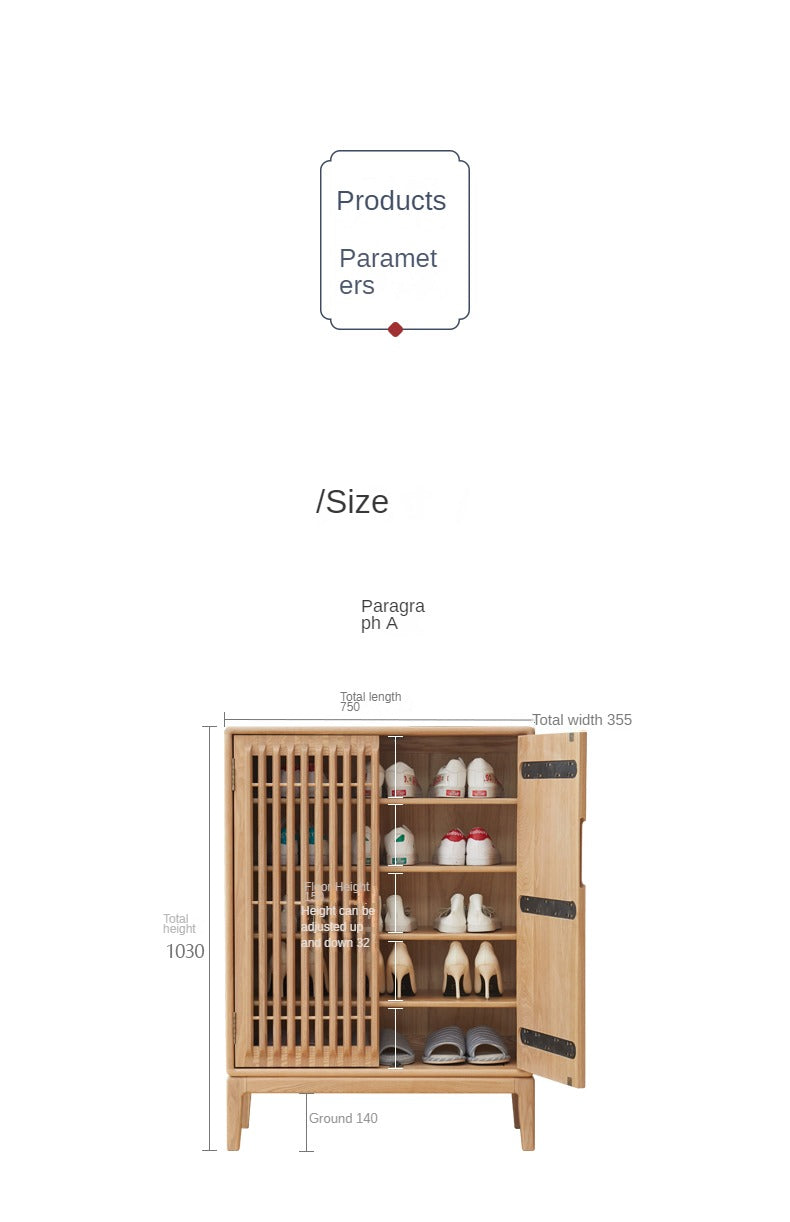 Ash Solid Wood Full Entrance Storage Shoe Cabinet