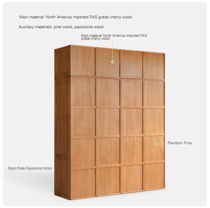 Cherry Wood Wardrobe Retro Style Skeleton Line: