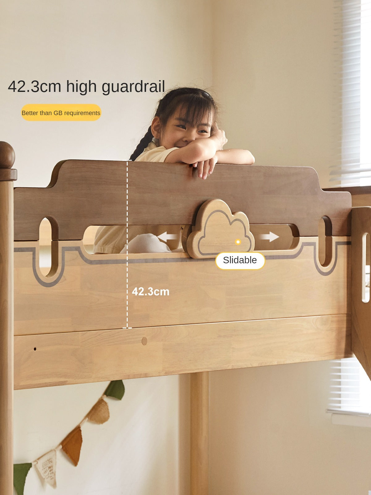 Rubber wood bunk bed.