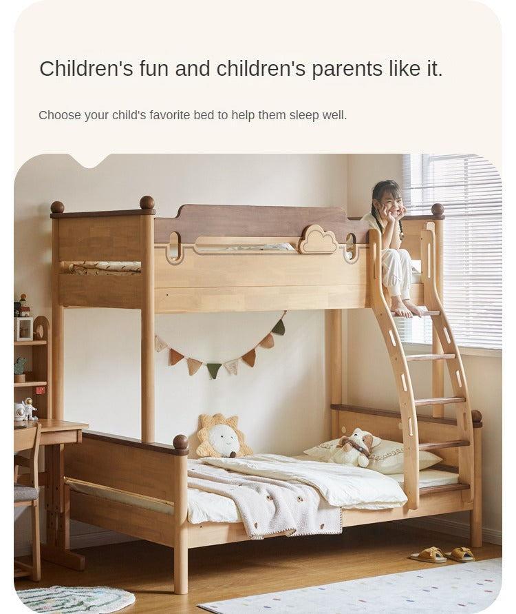 Rubber wood bunk bed.