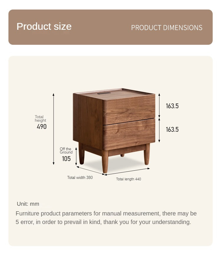 Black walnut, Ash solid wood nightstand