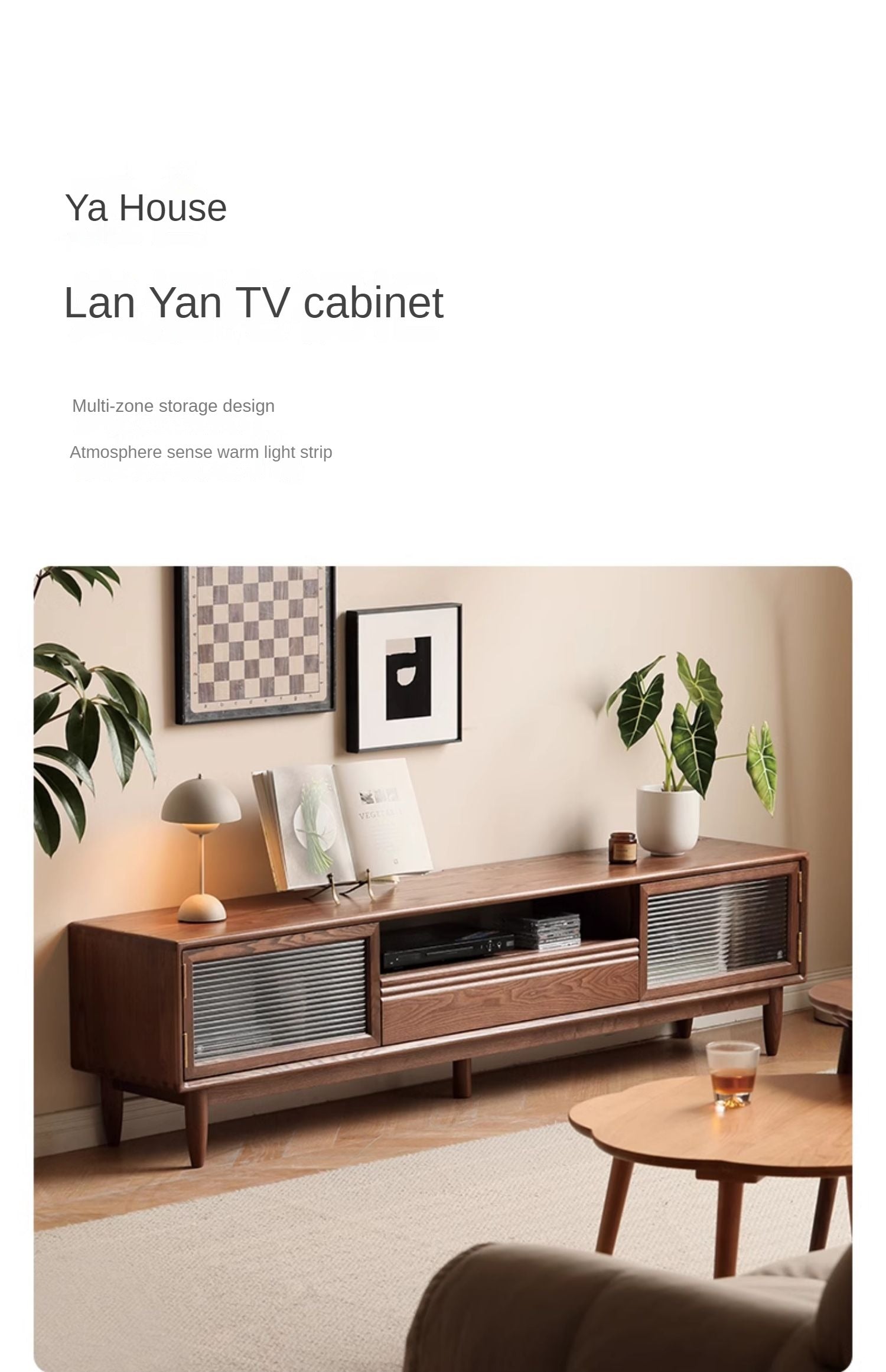 Ash solid wood modern floor TV cabinet-