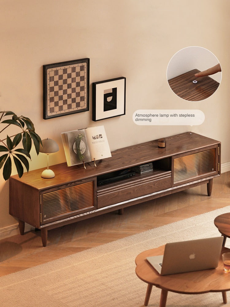 Ash solid wood modern floor TV cabinet-