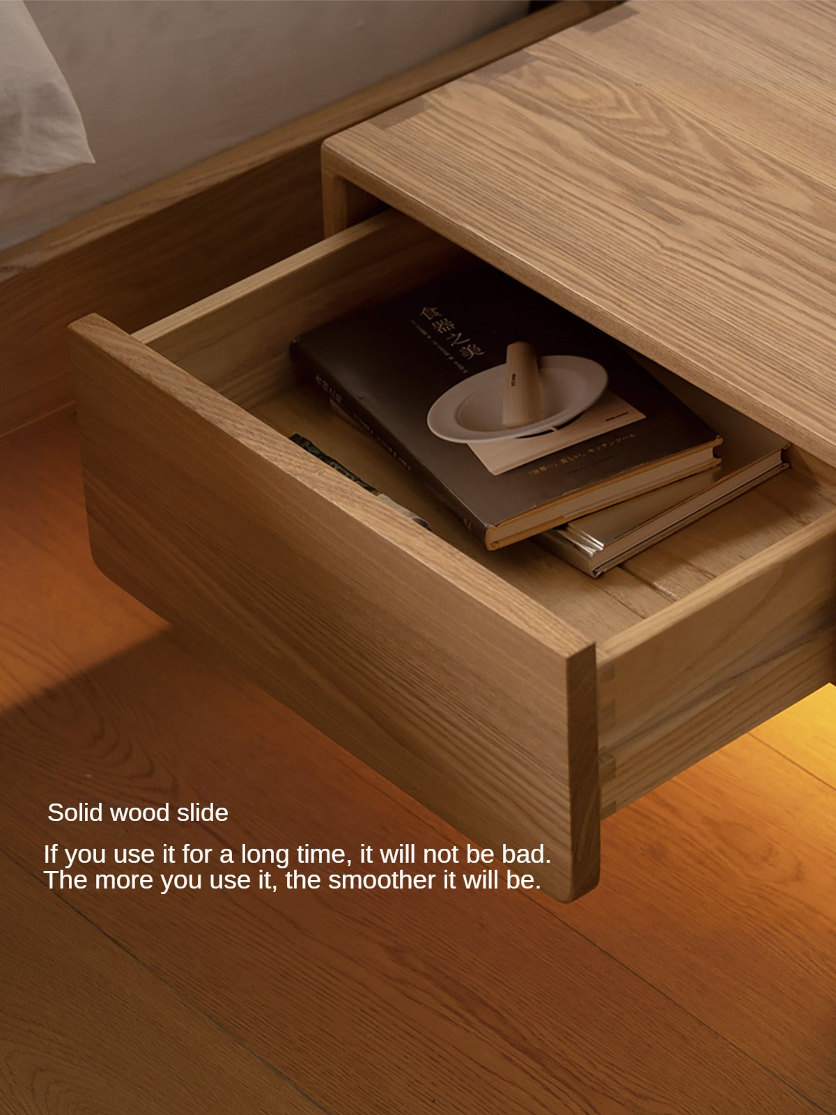 Ash solid wood smart modern nightstand