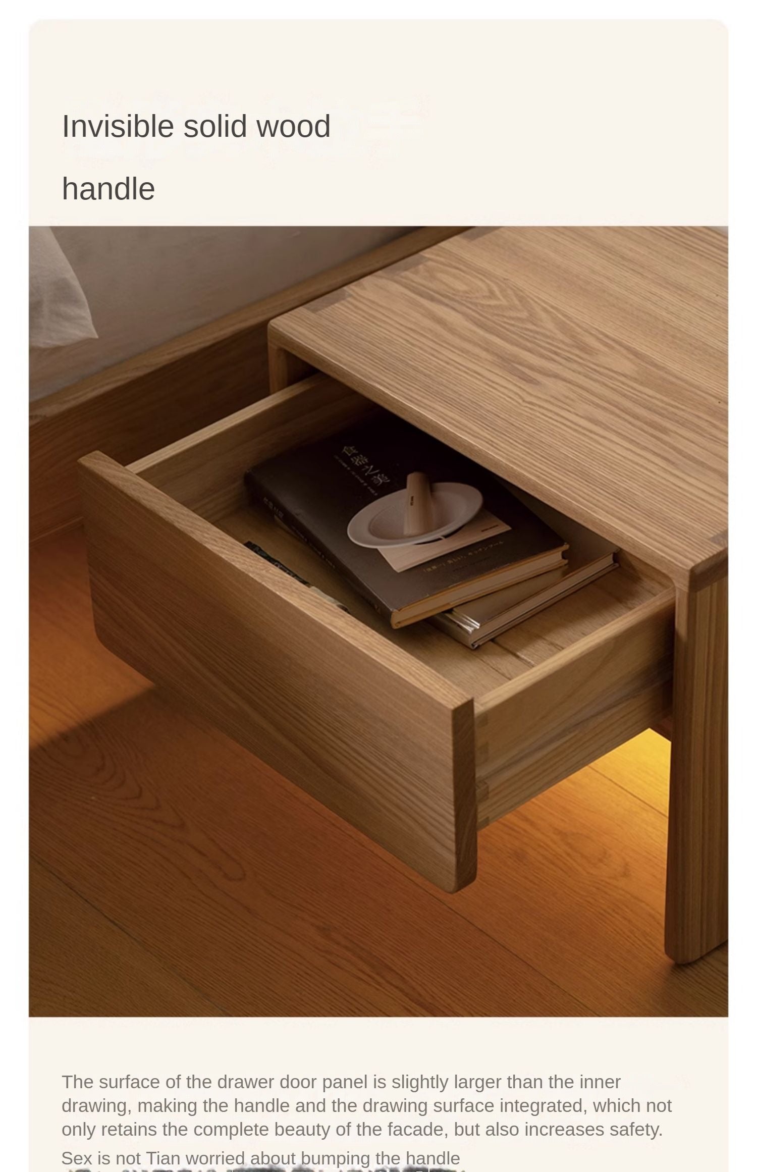 Ash solid wood smart modern nightstand