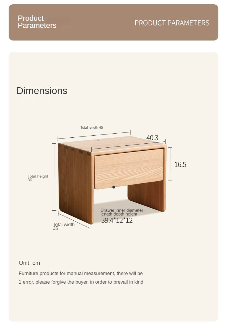 Ash solid wood smart modern nightstand