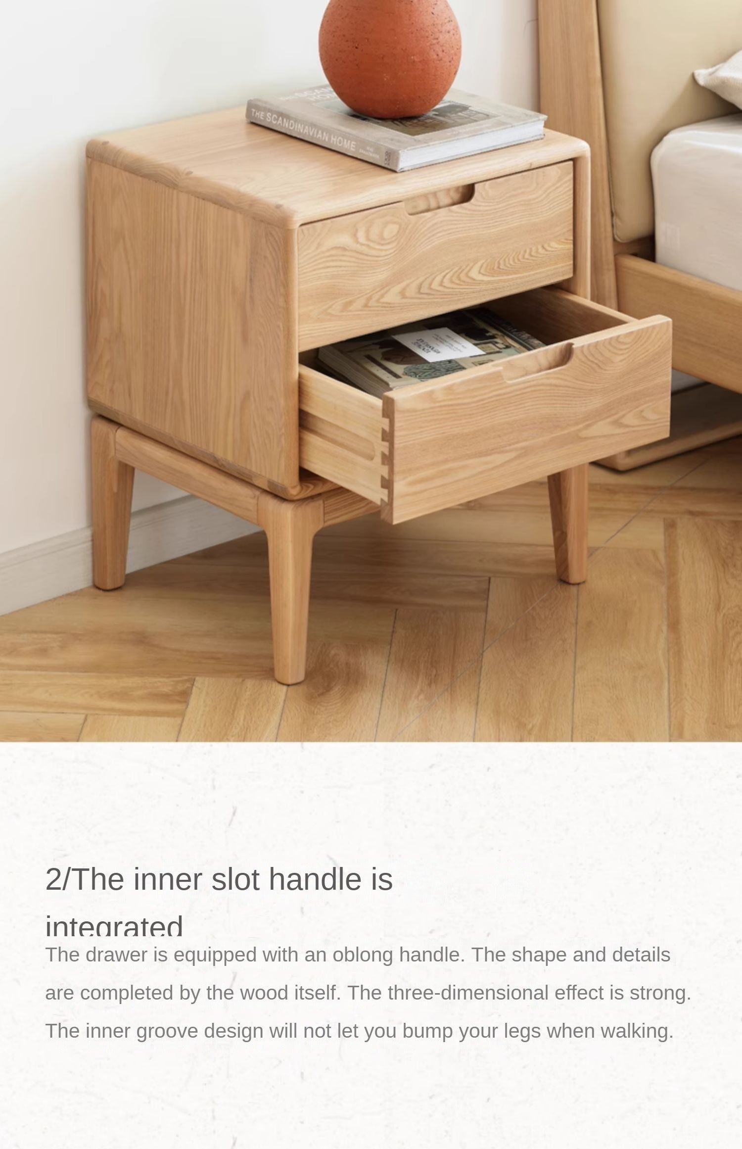 Ash solid wood modern Nordic style nightstand