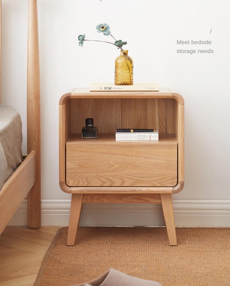 Ash solid wood storage modern nightstand