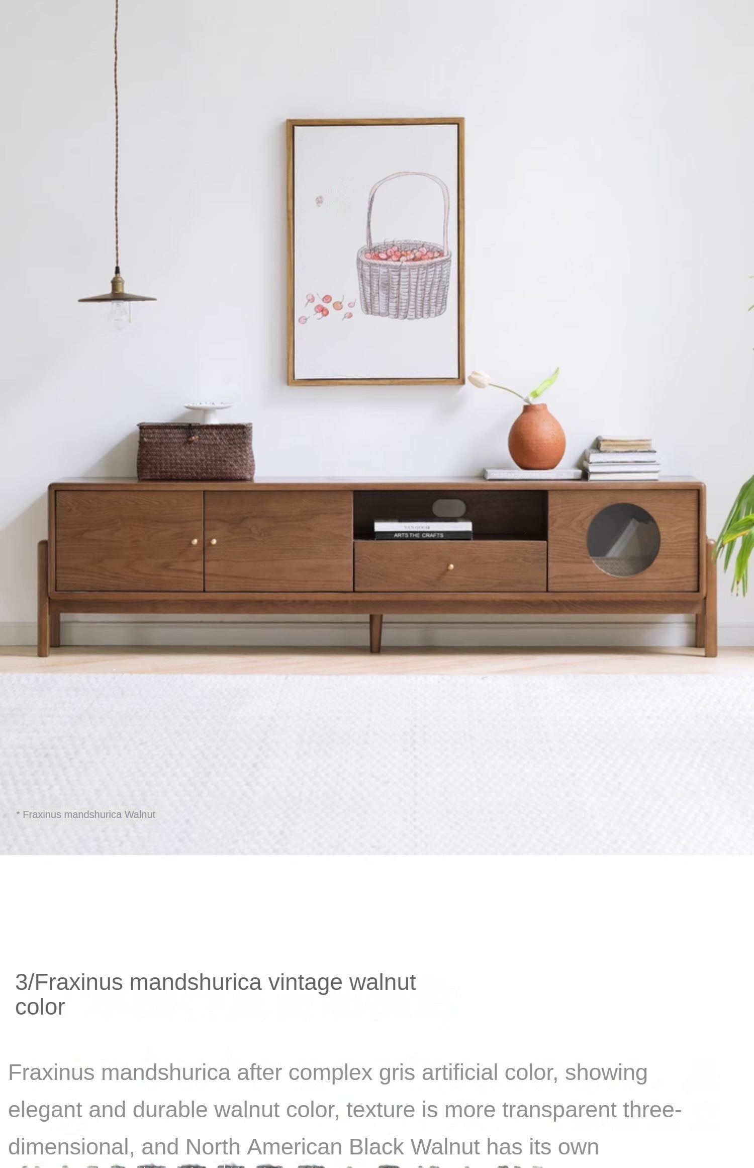 Ash solid wood Nordic floor TV cabinet-